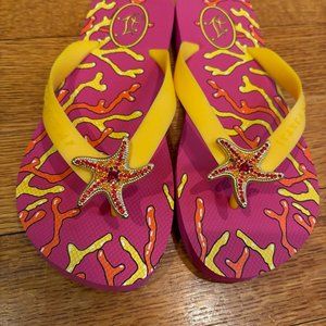 Size 6.5 Ivanka Trump Pink & Yellow/Orange Flip Flops